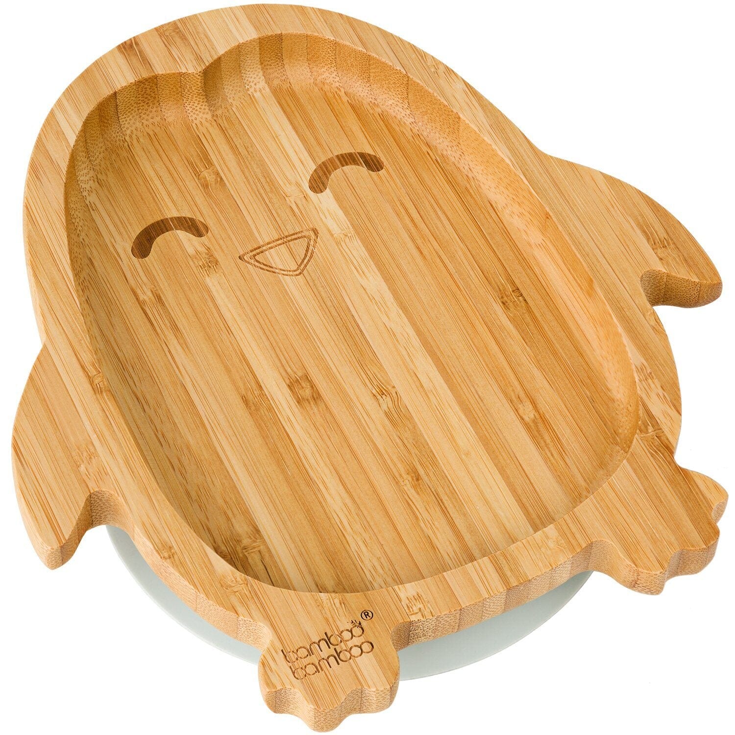 Bamboo Penguin Suction Plate Feeding Products bamboo bamboo Grey