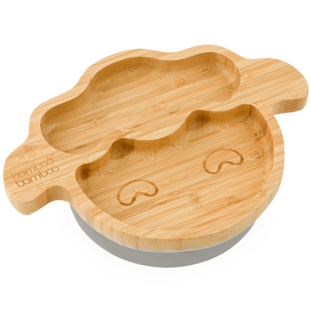 Bamboo Little Lamb Suction Plate Feeding Products bamboo bamboo Grey