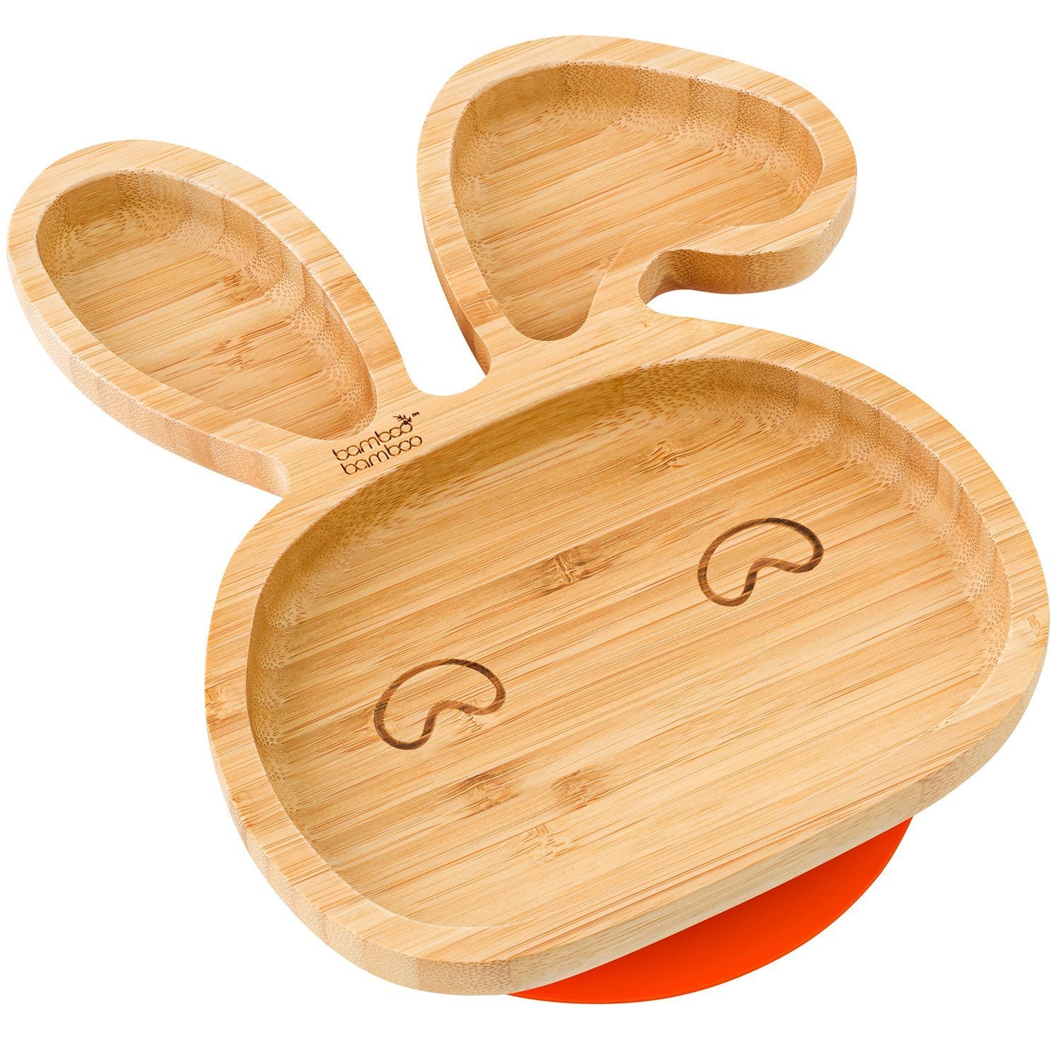 Bamboo Little Bunny Suction Plate Feeding Products bamboo bamboo Orange