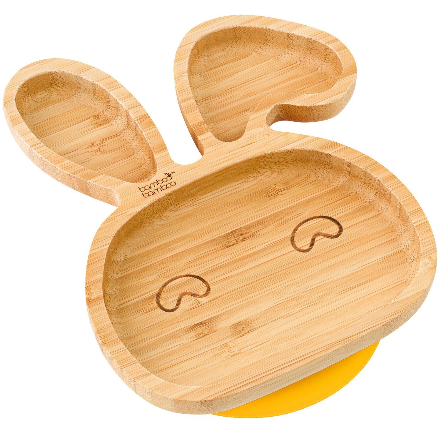 Bamboo Little Bunny Suction Plate Feeding Products bamboo bamboo Yellow