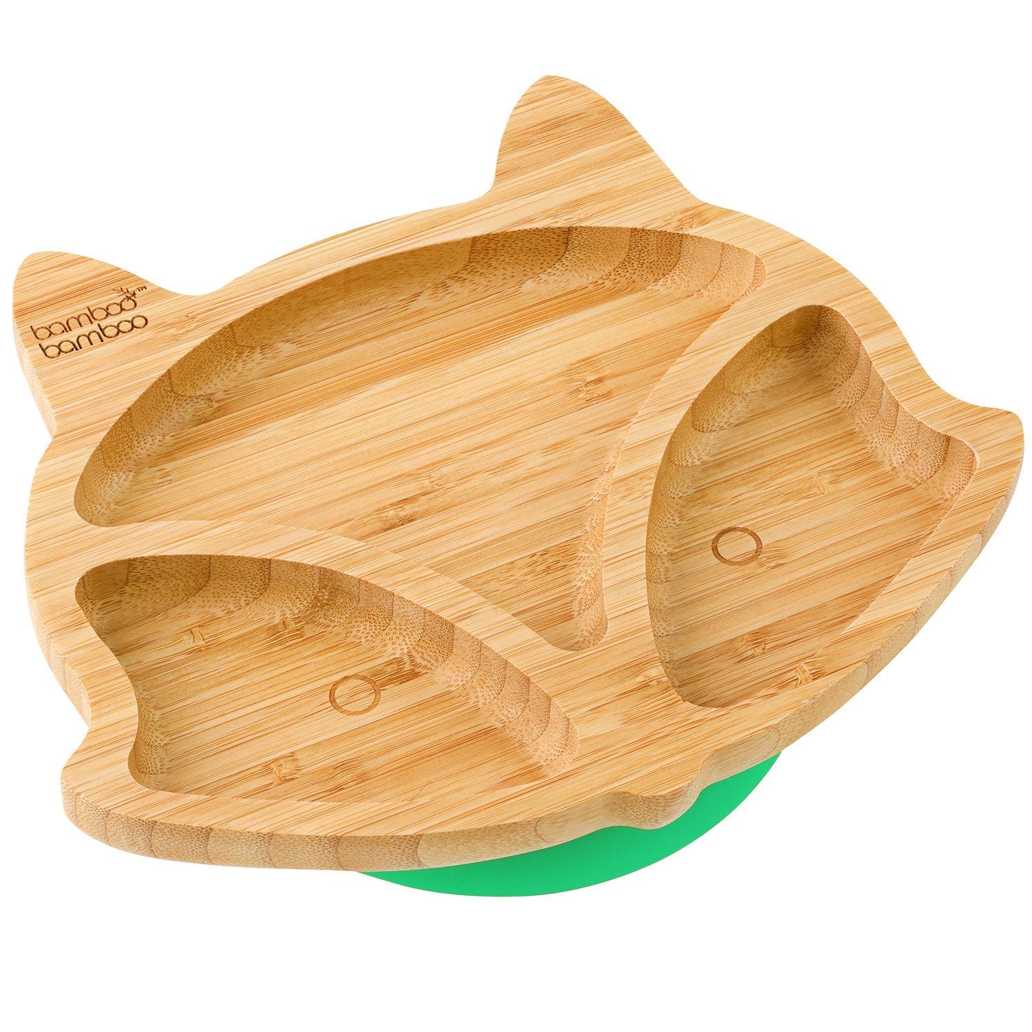 Bamboo Fox Plate Suction Plate Feeding Products bamboo bamboo Green
