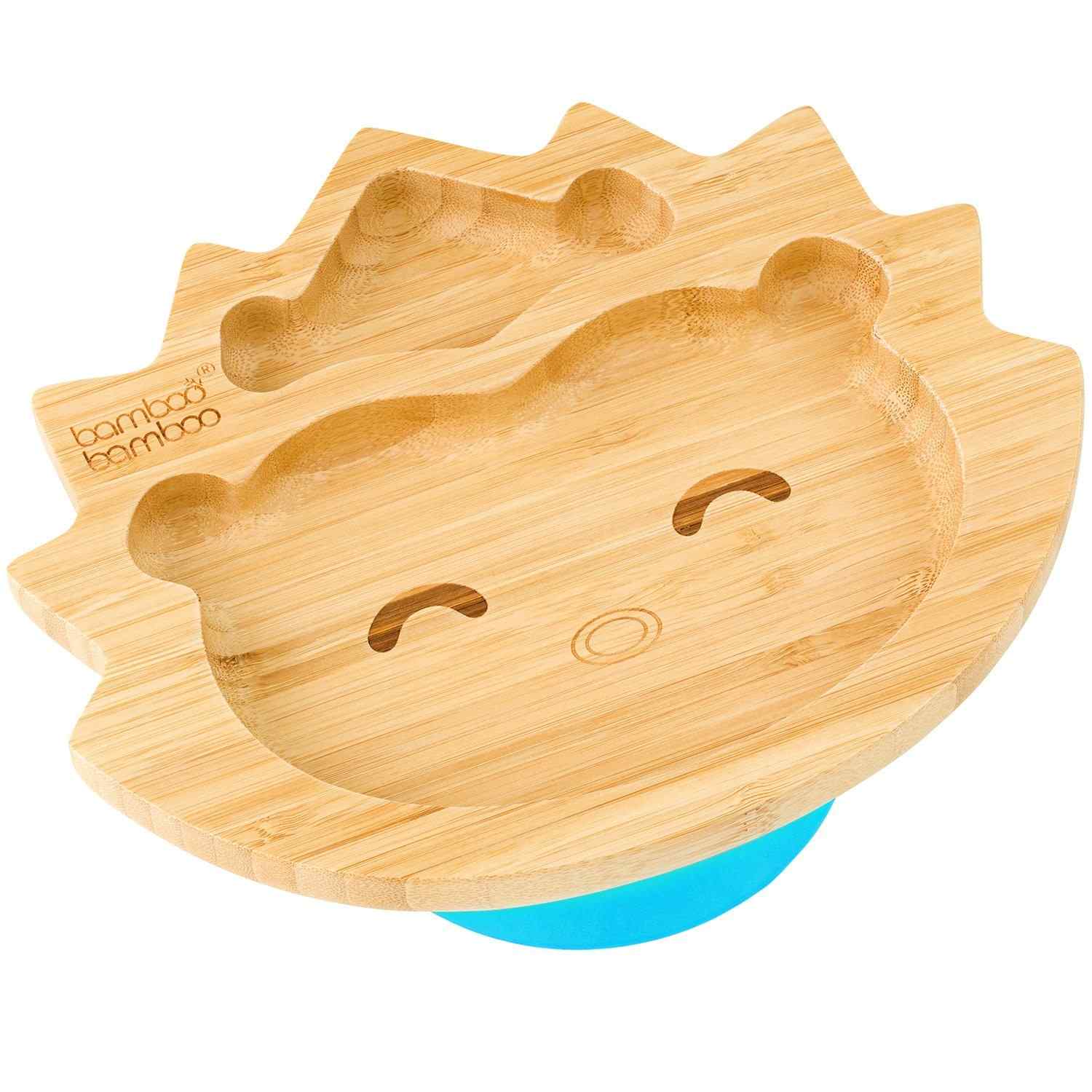 Bamboo Hedgehog Suction Plate Baby Product bamboo bamboo Blue