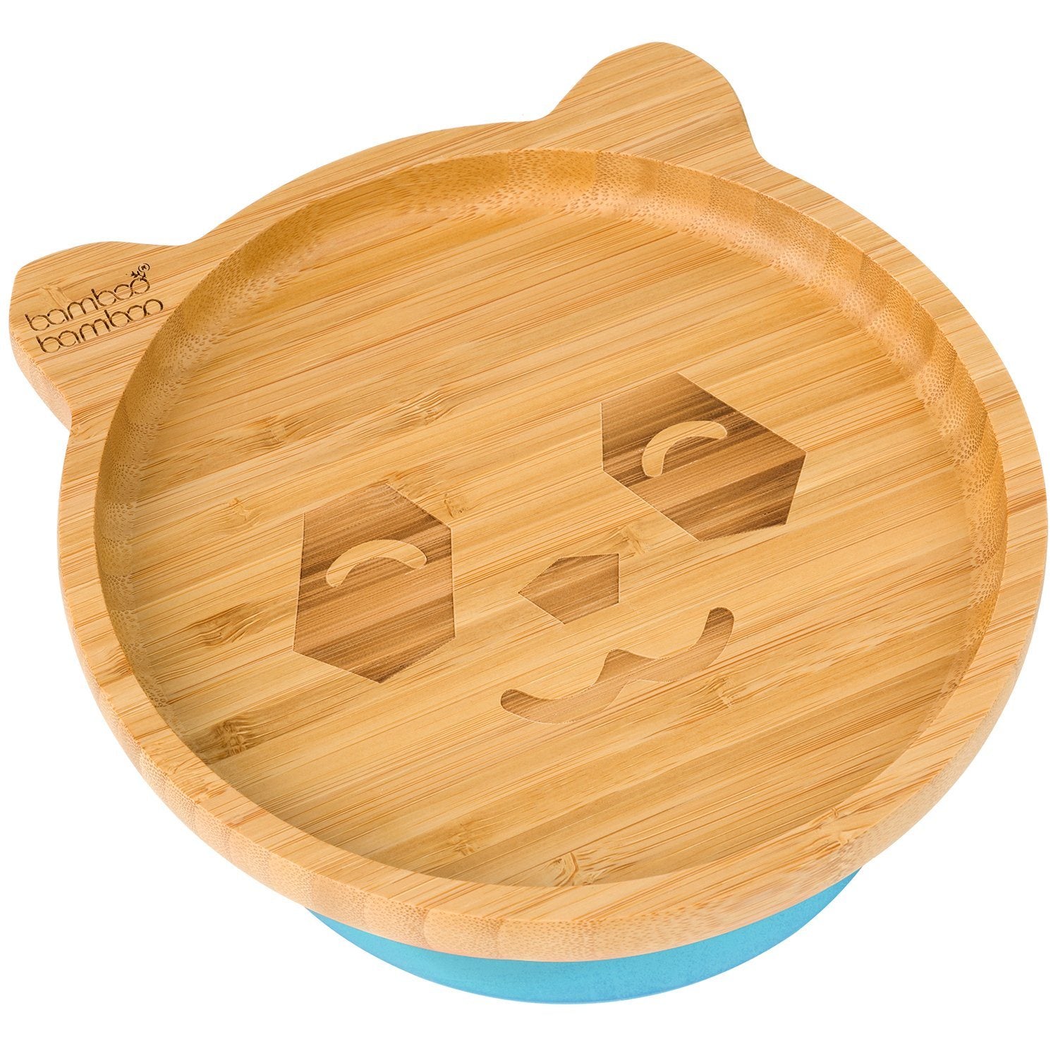 Bamboo Big Panda Suction Plate Feeding Products bamboo bamboo Blue