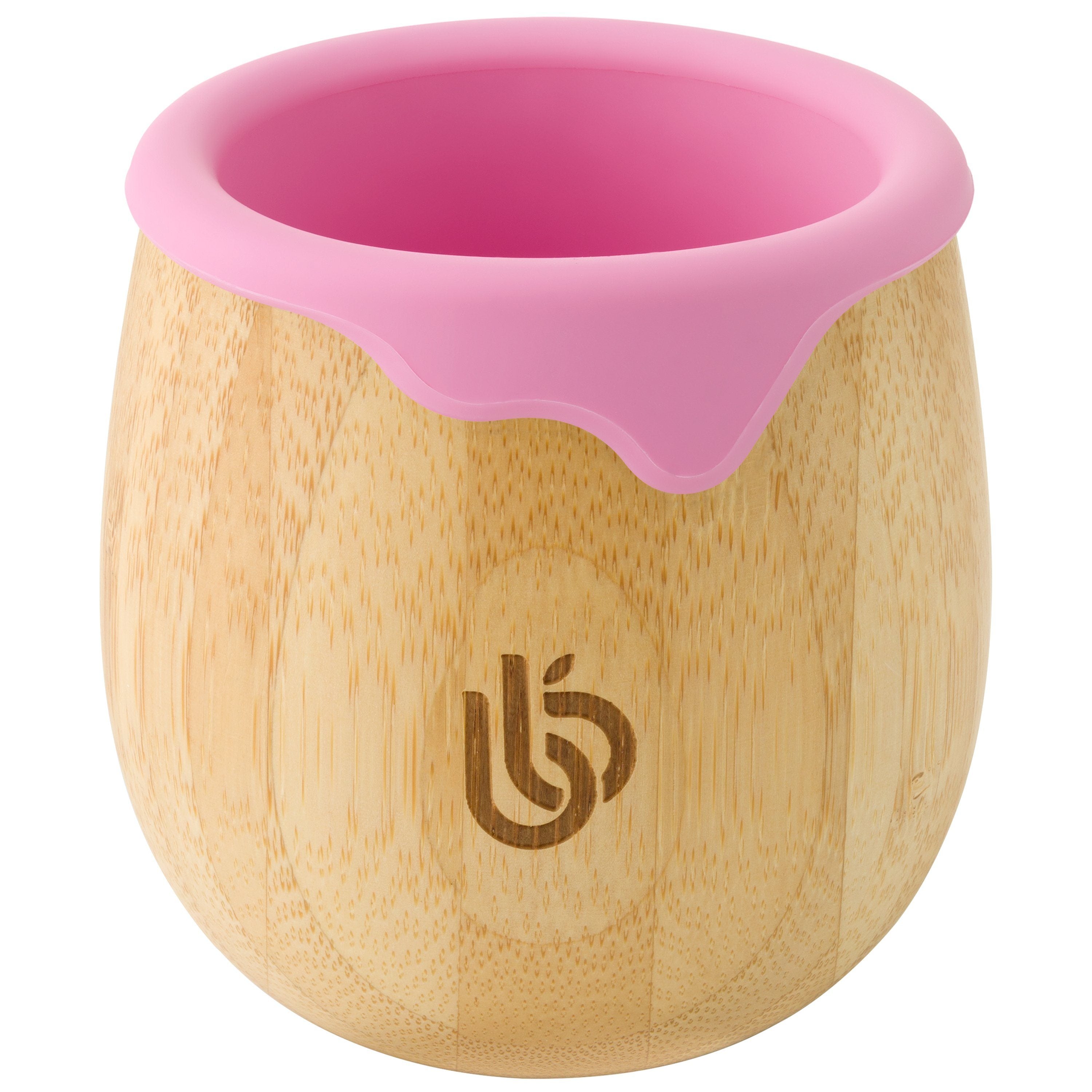 Bamboo Toddler Cup for Kids, 150ml Bamboo Transition Cup for Baby with Silicone Liner, can also be used as Snack Cup, Ideal for Baby-Led Weaning, Promotes Drinking and Oral Motor Skills, Pink