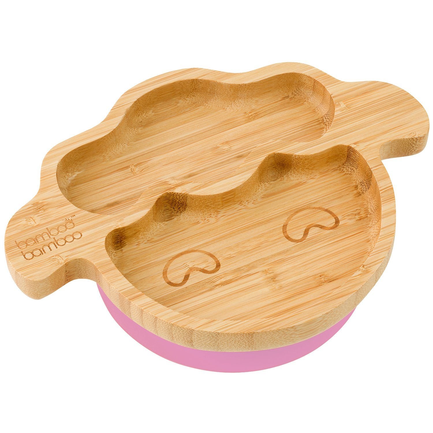 Bamboo Little Lamb Suction Plate Feeding Products bamboo bamboo Pink