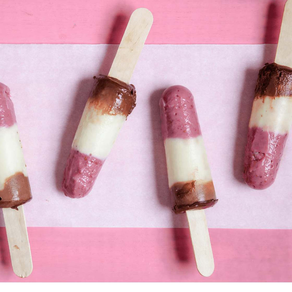 Banana and Strawberry Yoghurt Lollies