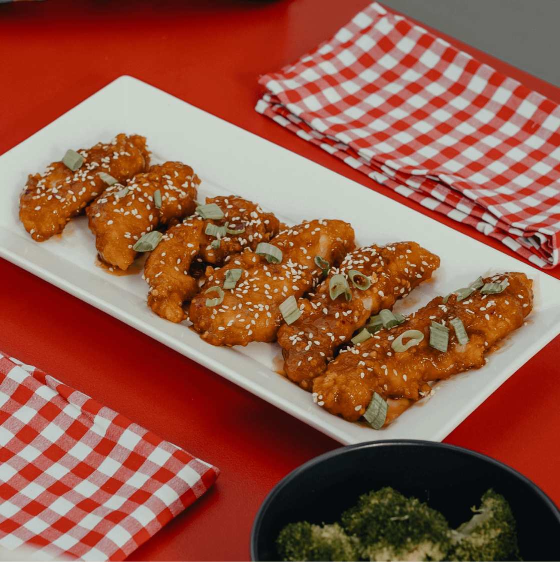 Almond Chicken Goujons with Pea Hummus