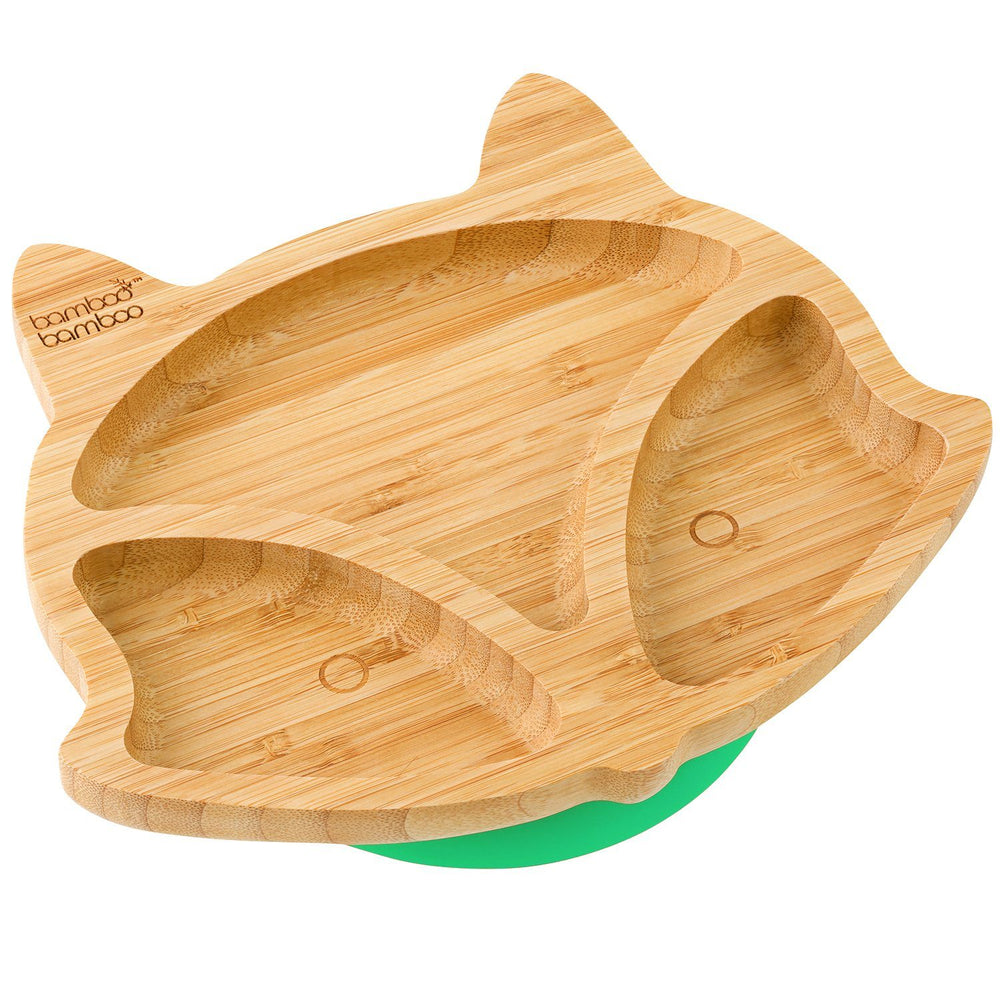 Bamboo Fox Plate Suction Plate Feeding Products bamboo bamboo Green 