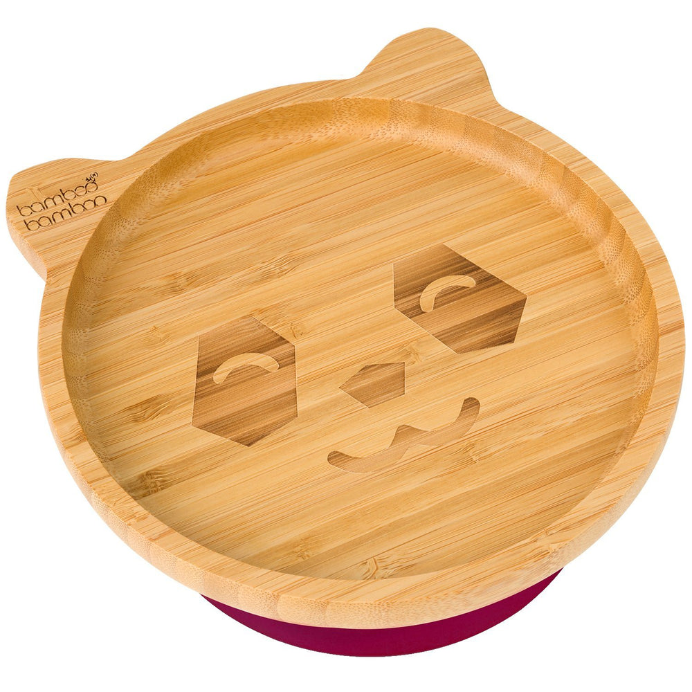 Bamboo Big Panda Suction Plate Feeding Products bamboo bamboo Cherry 