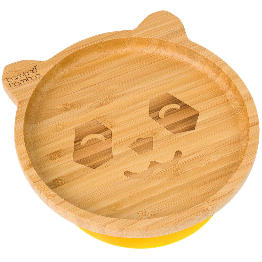 Bamboo Big Panda Suction Plate Feeding Products bamboo bamboo Yellow 