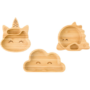 bb Tiny plates bamboo bamboo Unicorn, Cloud, Dinosaur 